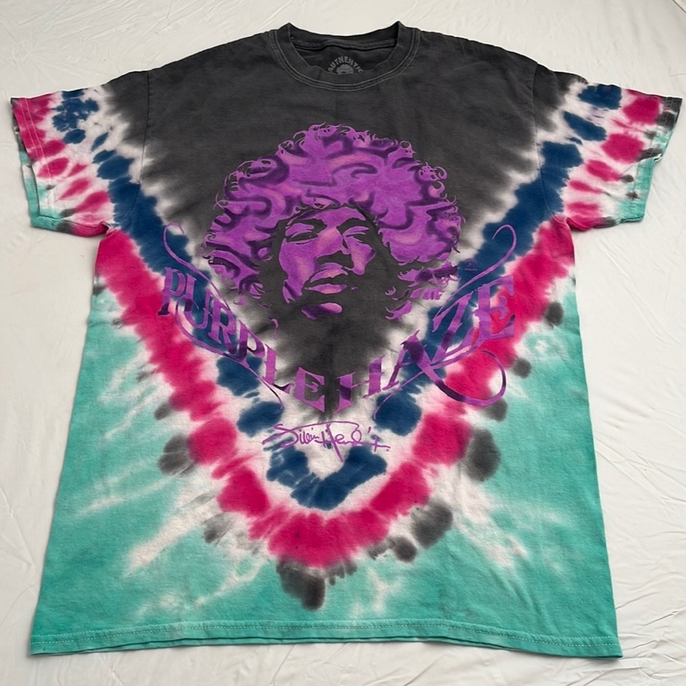 Authentic Hendrix multi tie dye Jimi Hendrix Purple Haze short sleeve t-shirt
